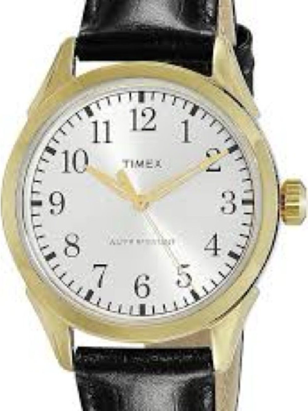 Timex Gold Tone Black Leather Strap Watch Needs Battery